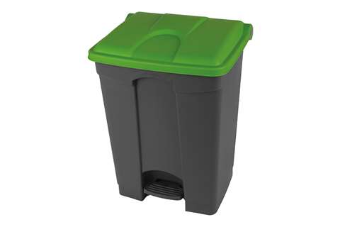 Rechthoekige pedaalafvalbak 70l - grijze body + deksel 670x410x490mm