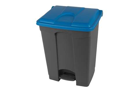 Rechthoekige pedaalafvalbak 70l - grijze body + deksel 670x410x490mm