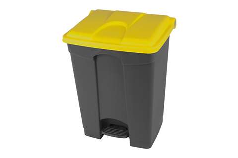 Rechthoekige pedaalafvalbak 70l - grijze body + deksel 670x410x490mm