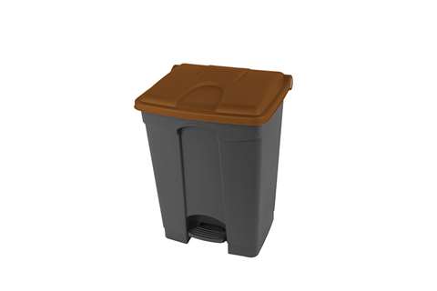 Rechthoekige pedaalafvalbak 70l - grijze body + deksel 670x410x490mm