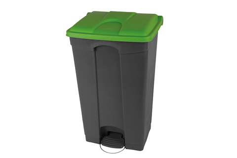 Rechthoekige pedaalafvalbak 90l - grijze body + deksel 500x412x820mm