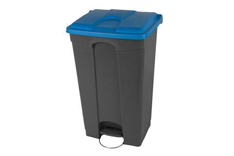 Rechthoekige pedaalafvalbak 90l - grijze body + deksel 500x412x820mm
