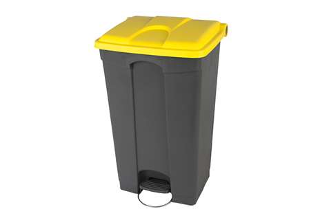 Rechthoekige pedaalafvalbak 90l - grijze body + deksel 500x412x820mm