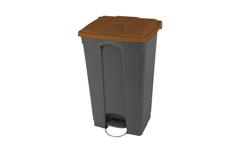 Rechthoekige pedaalafvalbak 90l - grijze body + deksel 500x412x820mm
