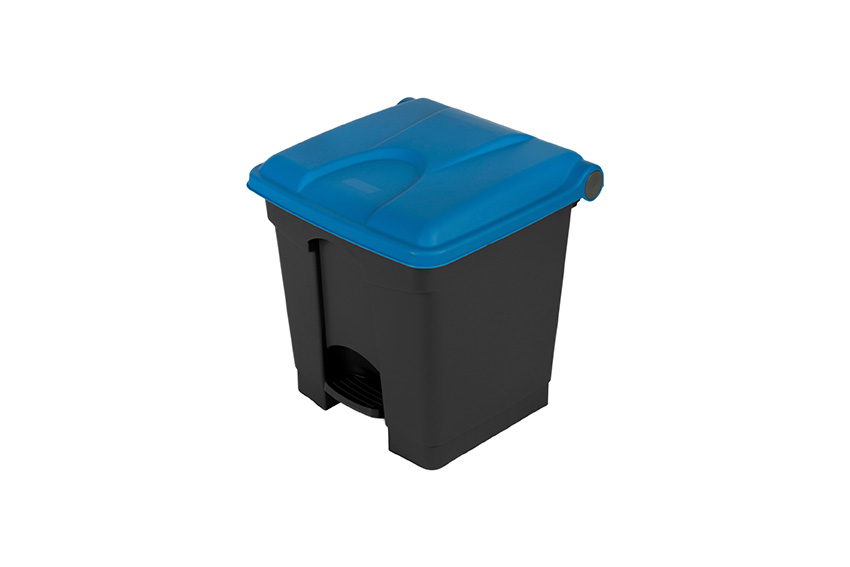 Rectangular step-on waste bin 30l - recycled body + lid 410x398x435mm 