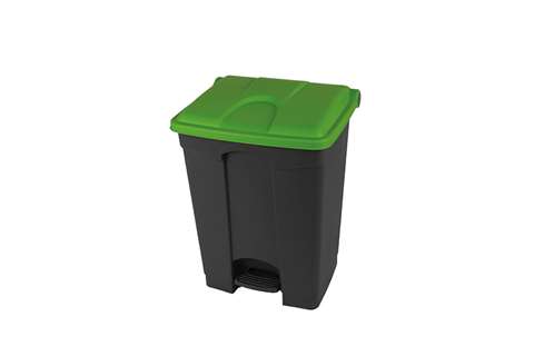 Rechthoekige pedaalafvalbak 70l - recycled body + deksel 495x412x673mm