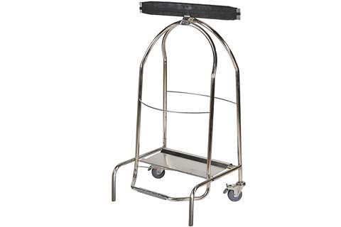 RVS zakhouder met pedaal en rubber klem - 2 rubberen wielen met rem - aisi304
