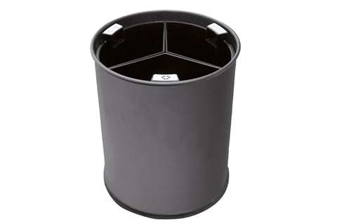 Round waste basket 13l - 3 compartiments - insert black 3,3l